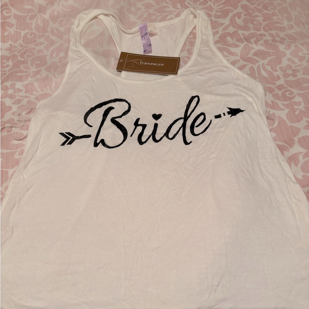 Bride racerback tank, white, size XS